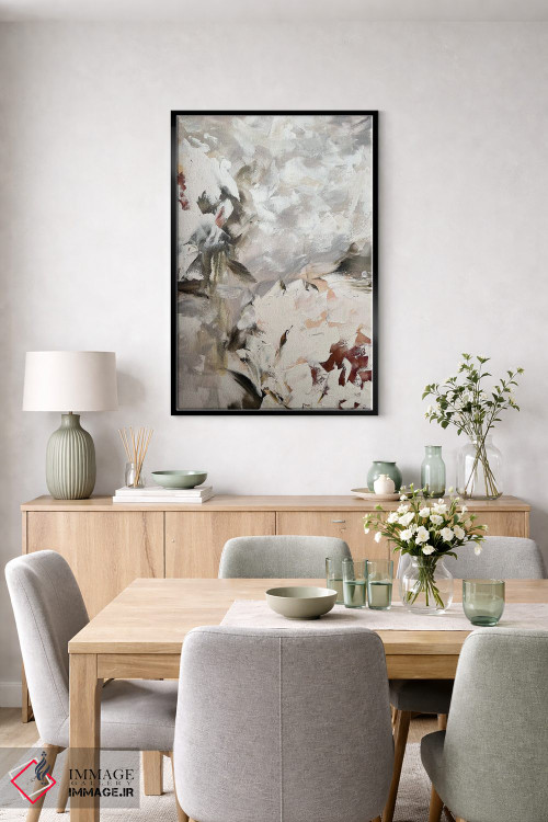 تابلو انتزاعی گل انتزاعی بژ اثر مارینا اسکرمووا - D6B