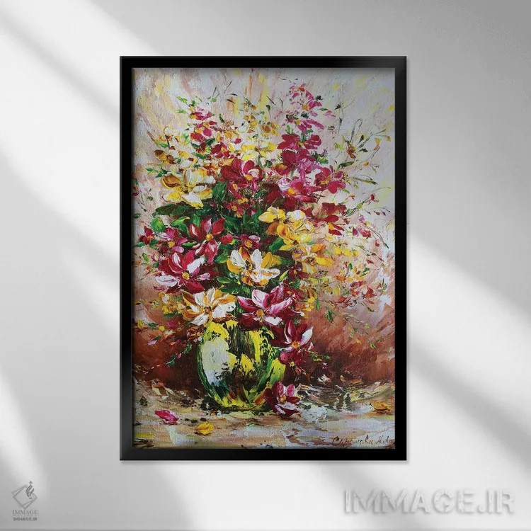 تابلو دکوراتیو طبیعت بی جان ۹ اثر مارینا اسکرمووا - نمای قابدار مشکی