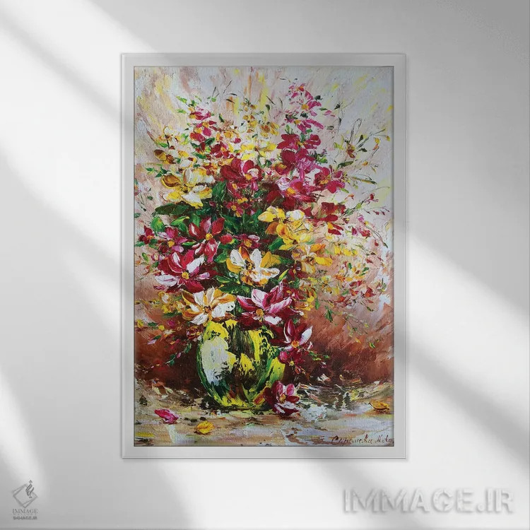 تابلو دکوراتیو طبیعت بی جان ۹ اثر مارینا اسکرمووا - نمای قابدار سفید