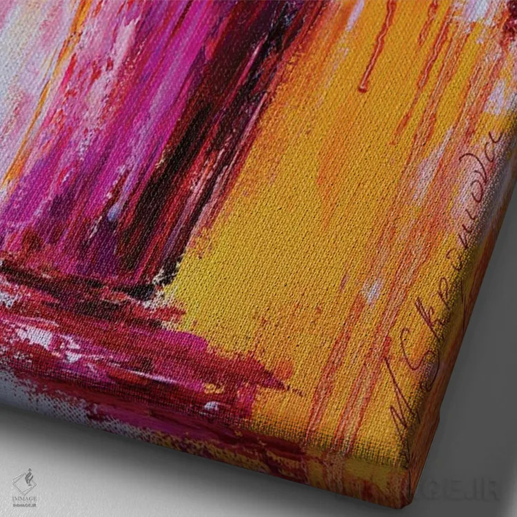 تابلو انتزاعی طبیعت بی جان ۱۱ اثر مارینا اسکرمووا - نمای نزدیک بافت بوم