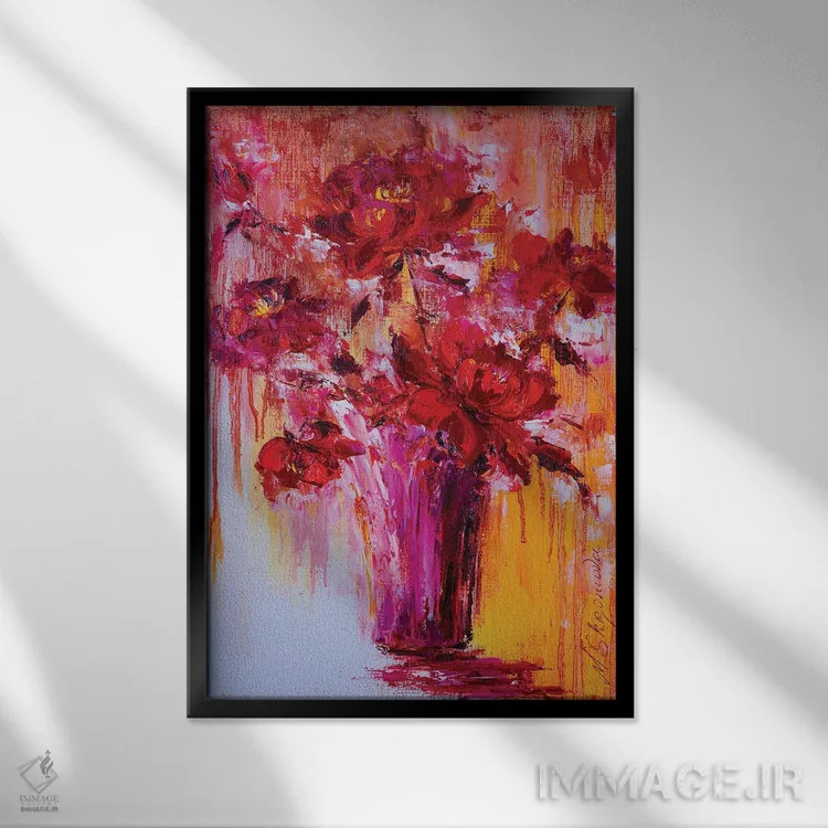 تابلو انتزاعی طبیعت بی جان ۱۱ اثر مارینا اسکرمووا - نمای قابدار مشکی