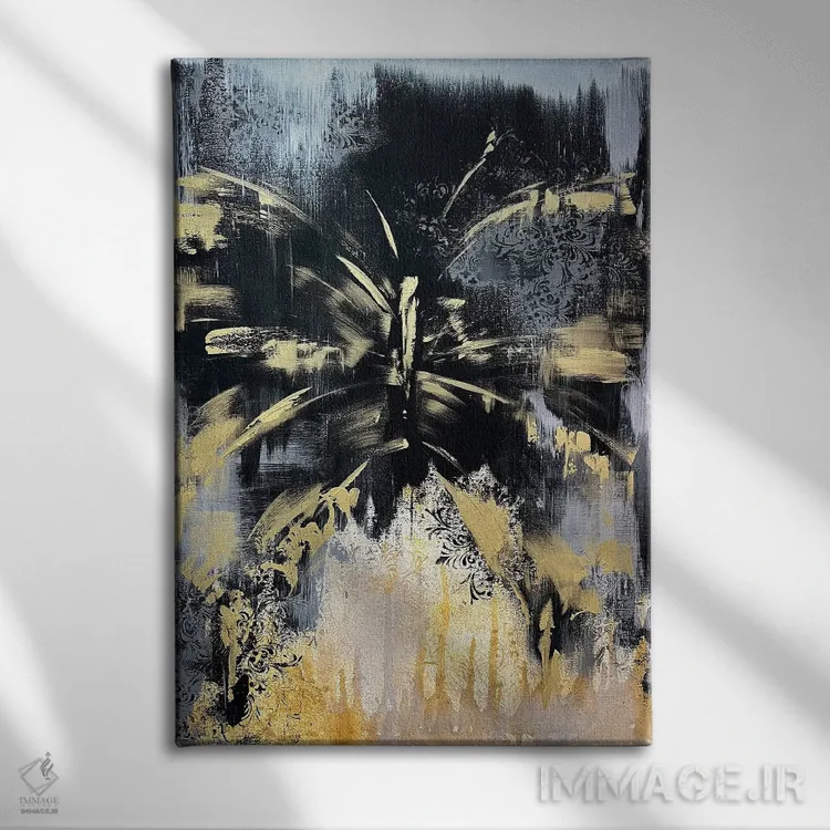 تابلو مدرن طلسم طلایی اثر مارینا اسکرمووا - نمای روبهرو روی دیوار