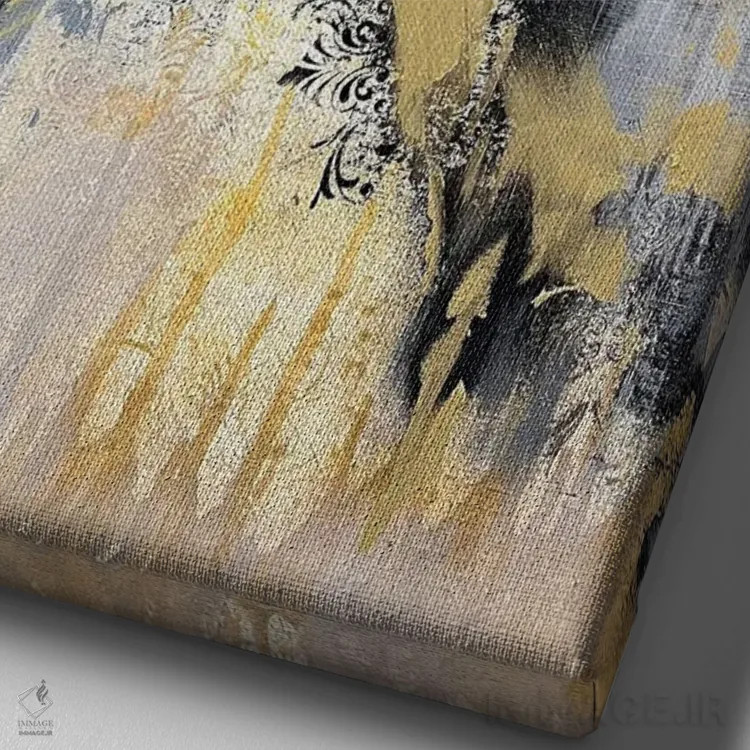 تابلو مدرن طلسم طلایی اثر مارینا اسکرمووا - نمای نزدیک بافت بوم