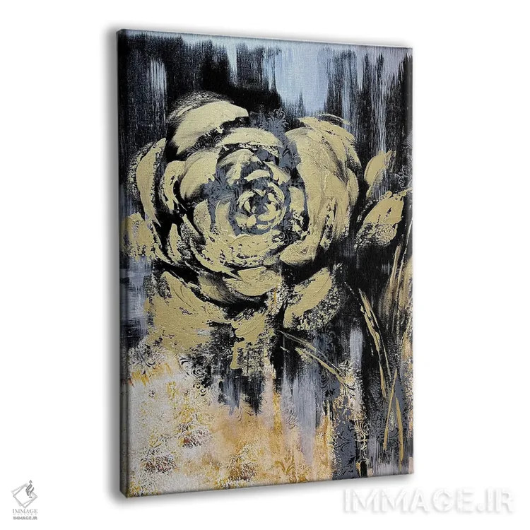تابلو انتزاعی گل های طلایی شگفت انگیز ۲ اثر مارینا اسکرمووا - نمای پرسپکتیو محصول