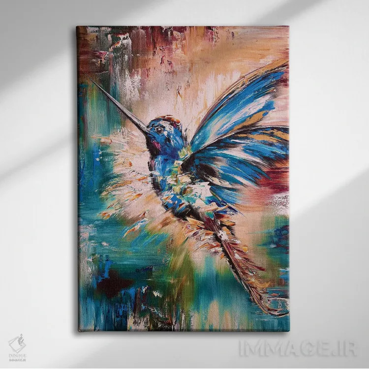 تابلو مدرن پرنده ۵ اثر مارینا اسکرمووا - نمای روبهرو روی دیوار