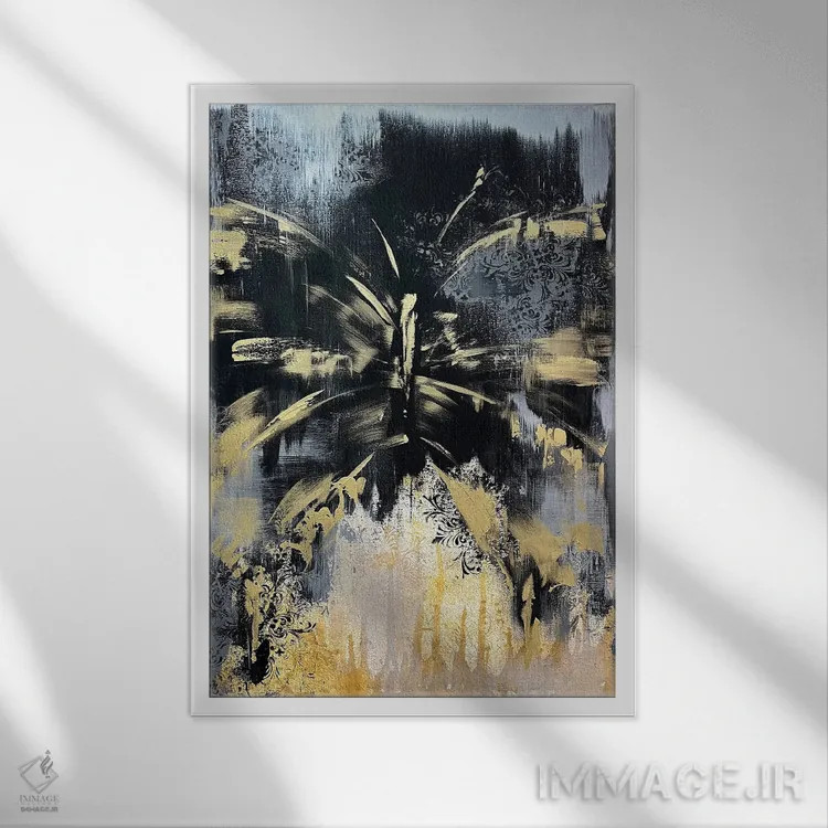 تابلو مدرن طلسم طلایی اثر مارینا اسکرمووا - نمای قابدار سفید