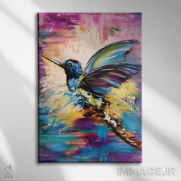 تابلو دکوراتیو مرغ مگس خوار ۳ اثر مارینا اسکرمووا - نمای روبهرو روی دیوار