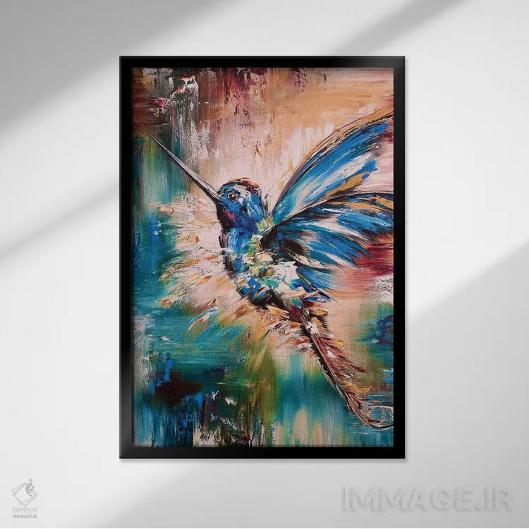 تابلو مدرن پرنده ۵ اثر مارینا اسکرمووا - نمای قابدار مشکی