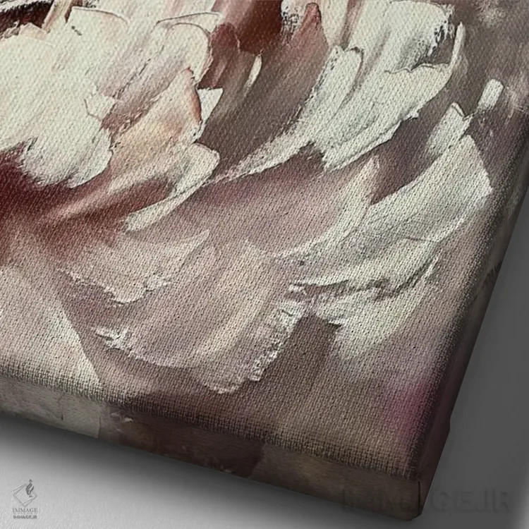 تابلو انتزاعی گل صدتومانی ۳ اثر مارینا اسکرمووا - نمای نزدیک بافت بوم
