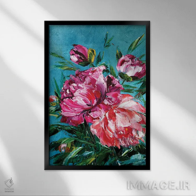 تابلو دکوراتیو گل ها ۹ اثر مارینا اسکرمووا - نمای قابدار مشکی