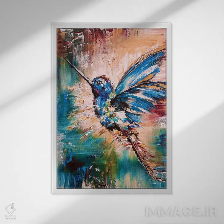 تابلو مدرن پرنده ۵ اثر مارینا اسکرمووا - نمای قابدار سفید