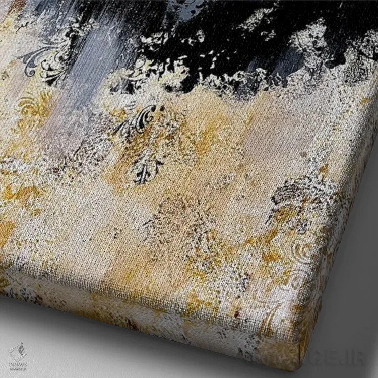 تابلو انتزاعی گل های طلایی شگفت انگیز اثر مارینا اسکرمووا - نمای نزدیک بافت بوم