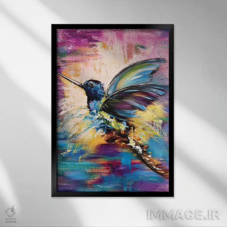 تابلو دکوراتیو مرغ مگس خوار ۳ اثر مارینا اسکرمووا - نمای قابدار مشکی