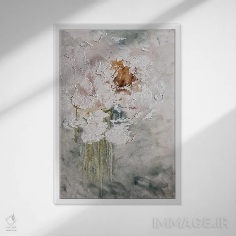 تابلو انتزاعی گل ها ۶ اثر مارینا اسکرمووا - نمای قابدار سفید
