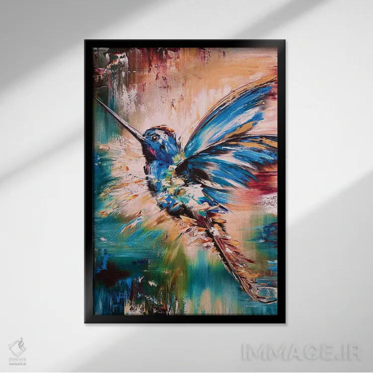 تابلو دکوراتیو مرغ مگس خوار اثر مارینا اسکرمووا - نمای قابدار مشکی