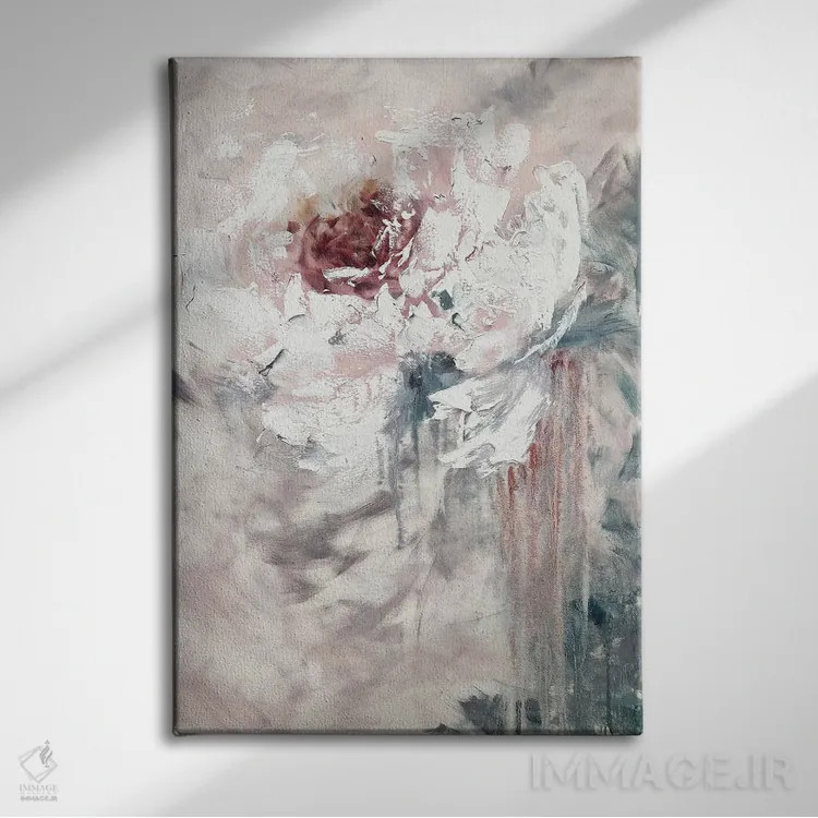 تابلو انتزاعی هنر شگفت انگیز گل ها اثر مارینا اسکرمووا - نمای روبهرو روی دیوار