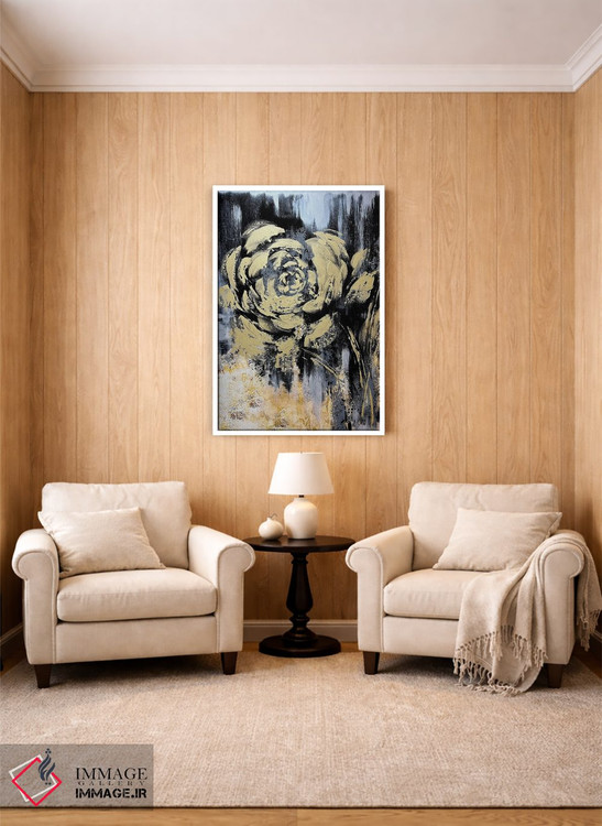 تابلو انتزاعی گل های طلایی شگفت انگیز ۲ اثر مارینا اسکرمووا - D2W