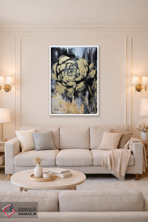 تابلو انتزاعی گل های طلایی شگفت انگیز ۲ اثر مارینا اسکرمووا - D1W