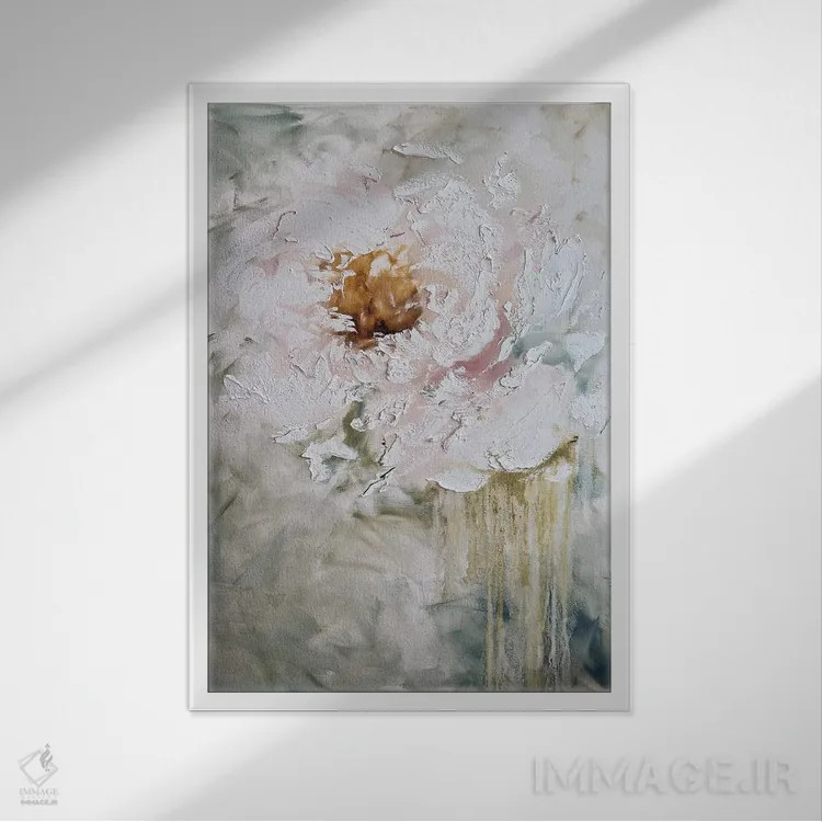 تابلو انتزاعی گل ها ۸ اثر مارینا اسکرمووا - نمای قابدار سفید