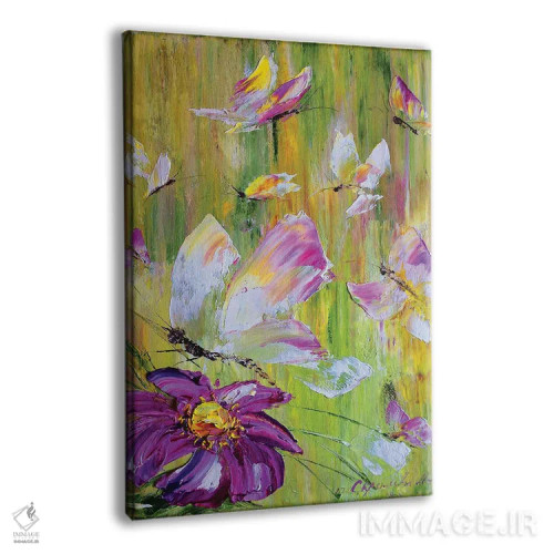 تابلو دکوراتیو پروانه ها در چمنزار اثر مارینا اسکرمووا - نمای پرسپکتیو محصول