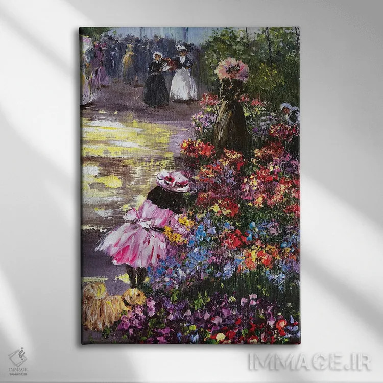 تابلو دکوراتیو دختر با سگ ۲ اثر مارینا اسکرمووا - نمای روبهرو روی دیوار