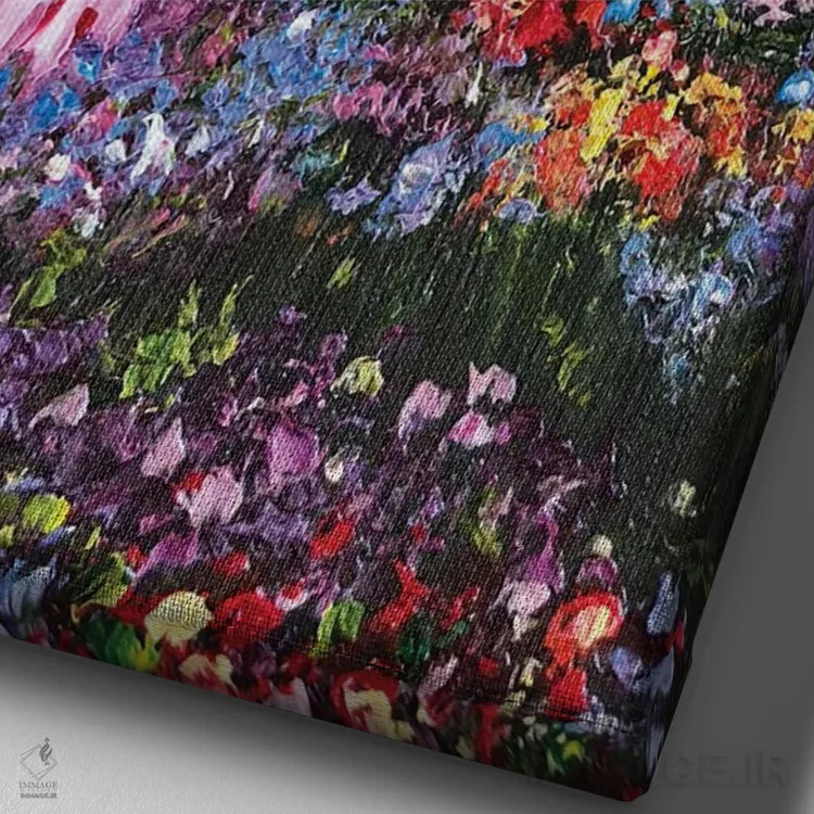 تابلو دکوراتیو دختر با سگ ۲ اثر مارینا اسکرمووا - نمای نزدیک بافت بوم