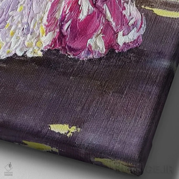 تابلو دکوراتیو بانوی جوان اثر مارینا اسکرمووا - نمای نزدیک بافت بوم