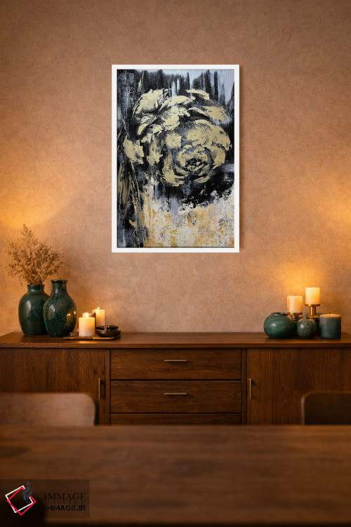 تابلو انتزاعی گل های طلایی شگفت انگیز اثر مارینا اسکرمووا - D1W