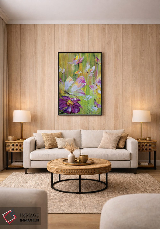 تابلو دکوراتیو پروانه ها در چمنزار اثر مارینا اسکرمووا - D1B