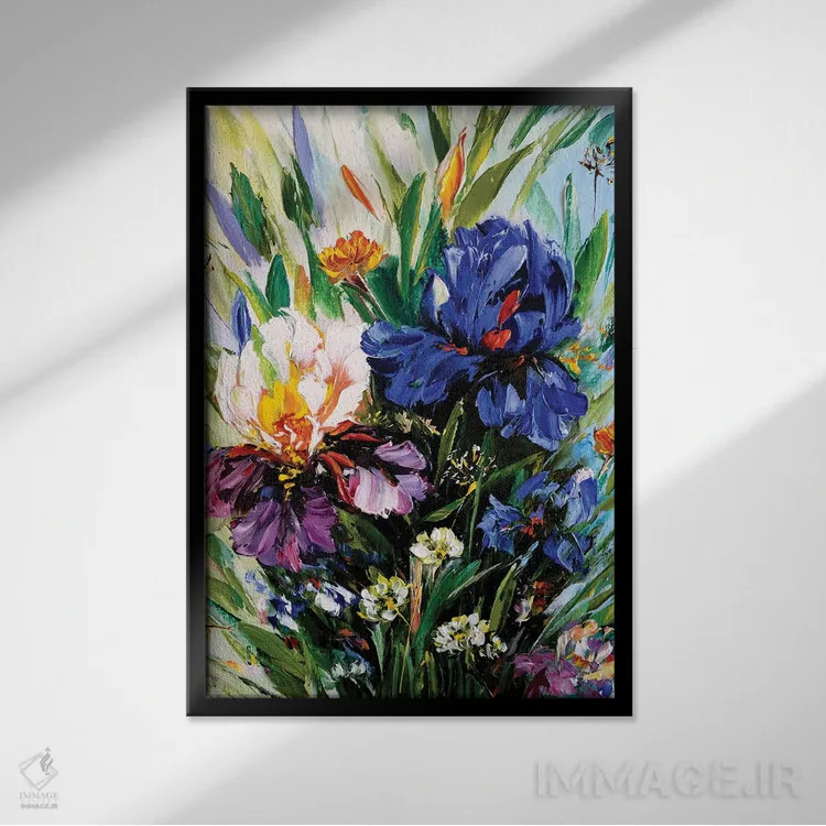 تابلو دکوراتیو خیال انگیز زنبق ها ۴ اثر مارینا اسکرمووا - نمای قابدار مشکی