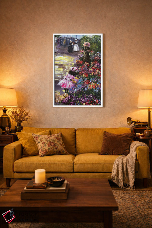 تابلو دکوراتیو دختر با سگ ۲ اثر مارینا اسکرمووا - D1W