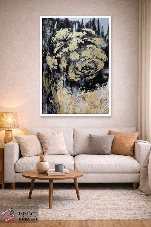 تابلو انتزاعی گل های طلایی شگفت انگیز اثر مارینا اسکرمووا - D2W