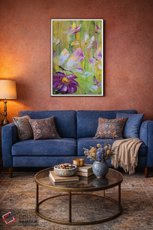 تابلو دکوراتیو پروانه ها در چمنزار اثر مارینا اسکرمووا - D3W