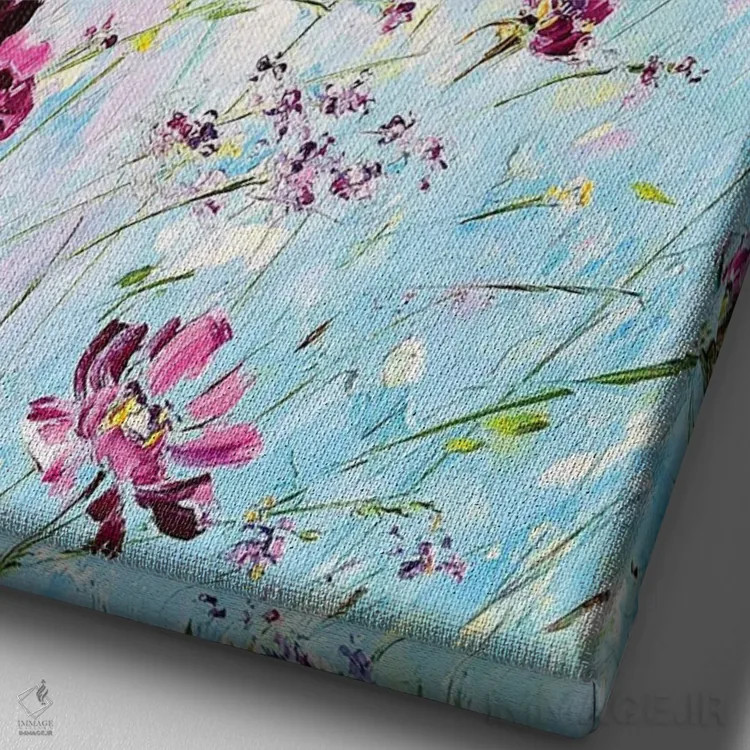 تابلو دکوراتیو گل های شگفت انگیز ۴ اثر مارینا اسکرمووا - نمای نزدیک بافت بوم