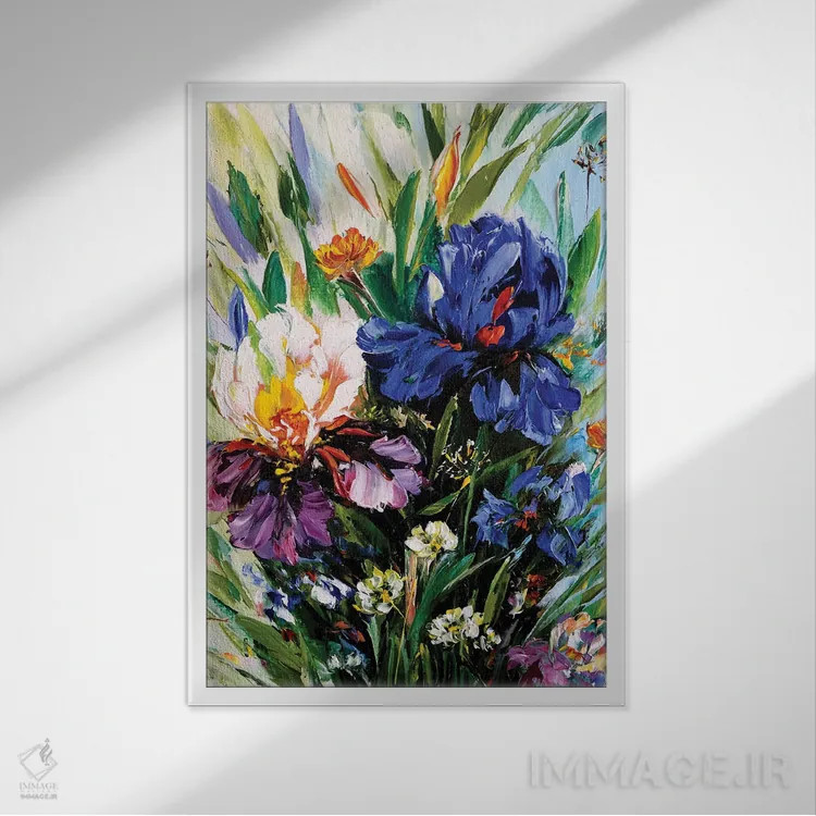 تابلو دکوراتیو خیال انگیز زنبق ها ۴ اثر مارینا اسکرمووا - نمای قابدار سفید