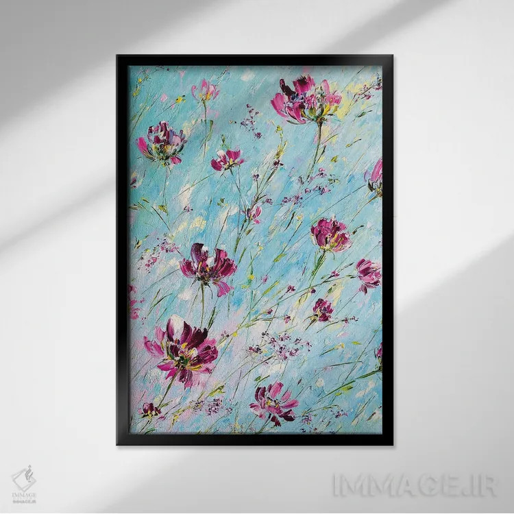 تابلو دکوراتیو گل های شگفت انگیز ۴ اثر مارینا اسکرمووا - نمای قابدار مشکی