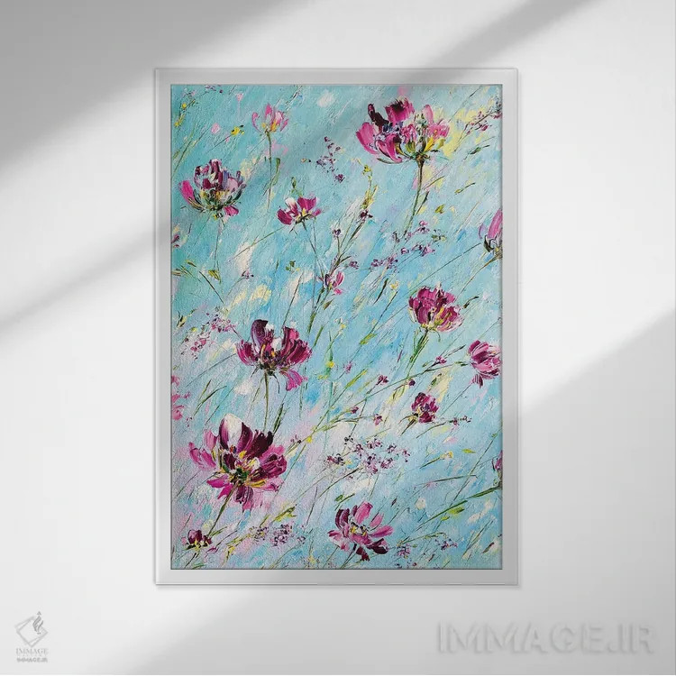 تابلو دکوراتیو گل های شگفت انگیز ۴ اثر مارینا اسکرمووا - نمای قابدار سفید