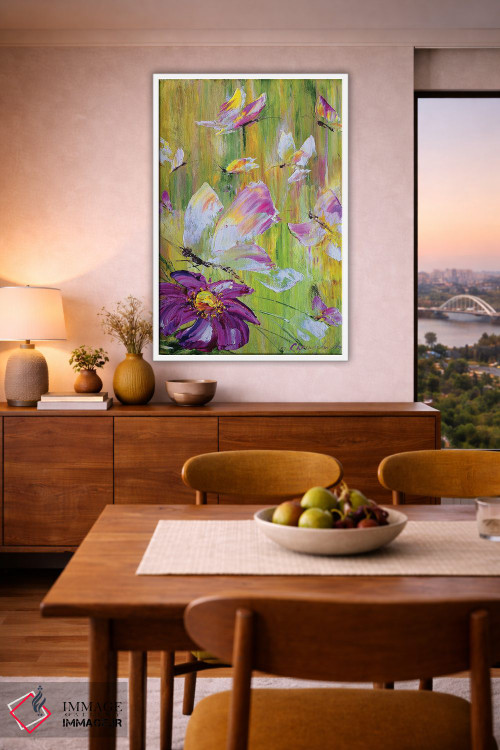 تابلو دکوراتیو پروانه ها در چمنزار اثر مارینا اسکرمووا - D5W