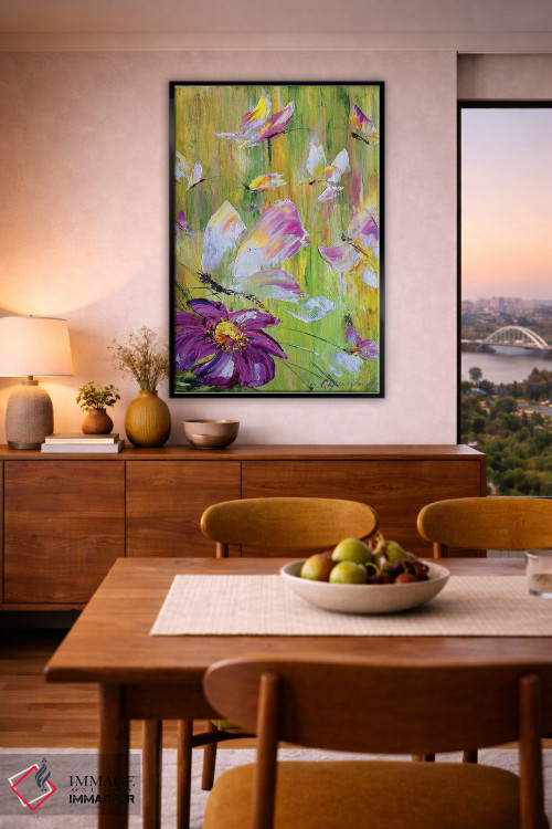 تابلو دکوراتیو پروانه ها در چمنزار اثر مارینا اسکرمووا - D6B