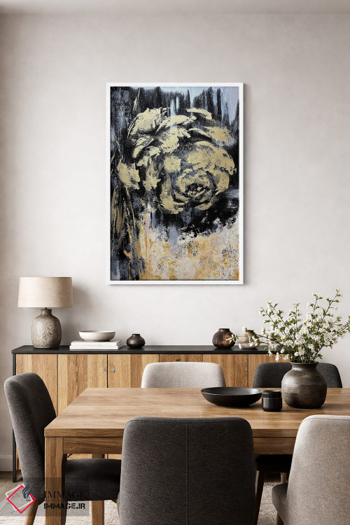 تابلو انتزاعی گل های طلایی شگفت انگیز اثر مارینا اسکرمووا - D4W