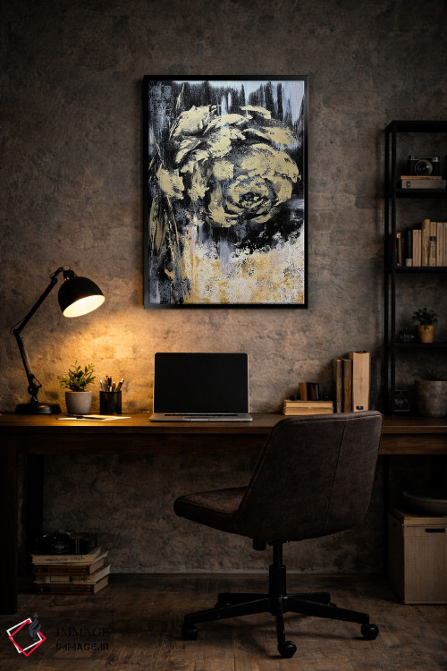 تابلو انتزاعی گل های طلایی شگفت انگیز اثر مارینا اسکرمووا - D6B