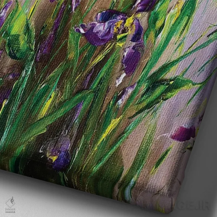 تابلو دکوراتیو زنبق صبحگاهی اثر مارینا اسکرمووا - نمای نزدیک بافت بوم
