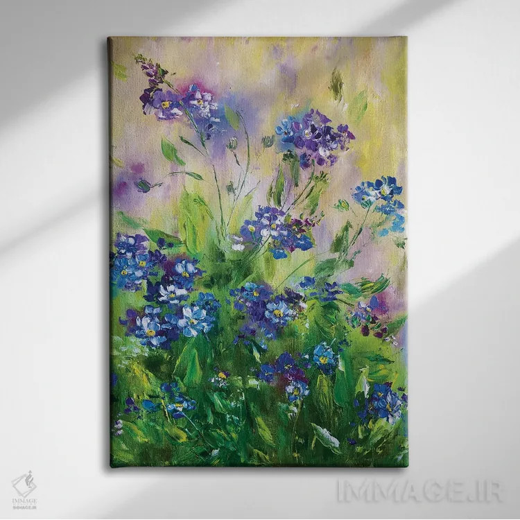 تابلو دکوراتیو گل دهی کتان اثر مارینا اسکرمووا - نمای روبهرو روی دیوار