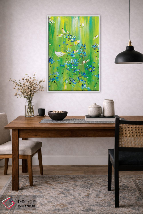 تابلو دکوراتیو چمنزار سبز با گل های بابونه اثر مارینا اسکرمووا - D2W
