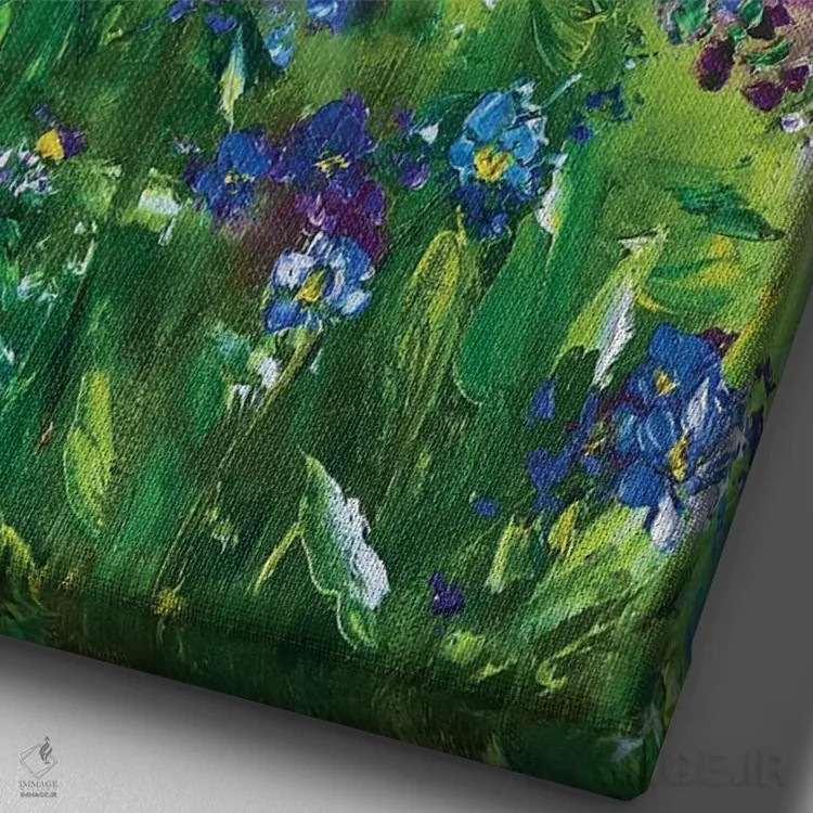 تابلو دکوراتیو گل دهی کتان اثر مارینا اسکرمووا - نمای نزدیک بافت بوم