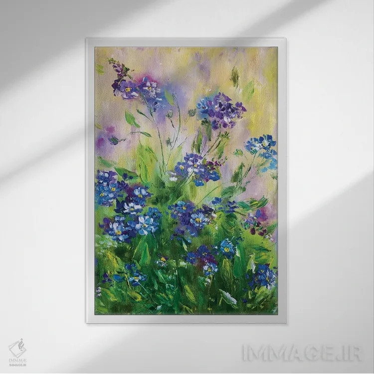 تابلو دکوراتیو گل دهی کتان اثر مارینا اسکرمووا - نمای قابدار سفید