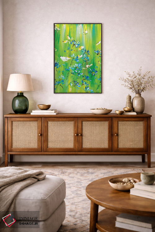 تابلو دکوراتیو چمنزار سبز با گل های بابونه اثر مارینا اسکرمووا - D5B