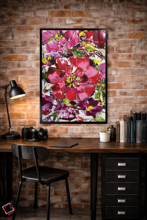تابلو دکوراتیو چمنزار گل های قرمز ۲ اثر مارینا اسکرمووا - D3B