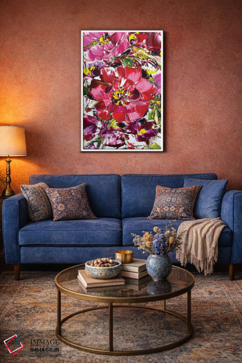 تابلو دکوراتیو چمنزار گل های قرمز ۲ اثر مارینا اسکرمووا - D2W