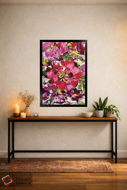 تابلو دکوراتیو چمنزار گل های قرمز ۲ اثر مارینا اسکرمووا - D5B